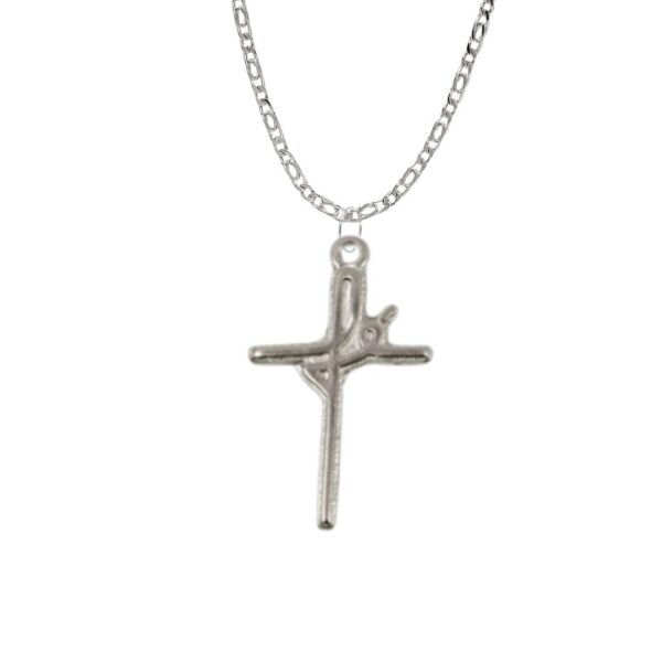 "Colar com Pingente Cruz Fé – 33x20mm em Zamac + Corrente Aço Inox 50cm Um acessório que une espiritualidade, fé e elegância em um só colar. O pingente de Cruz com a palavra “Fé” é delicado, simbólico e atemporal — ideal para quem deseja carregar uma mensagem de esperança e proteção no dia a dia. Feito em Zamac, material resistente e leve, com detalhes bem definidos e acabamento metálico. Acompanha corrente de aço inoxidável de 50 cm, com brilho discreto, durabilidade superior e antialérgica. Detalhes do Produto: Pingente: Cruz Fé Tamanho do pingente: 33 mm x 20 mm Material do pingente: Zamac (liga metálica resistente) Corrente: Aço inoxidável Comprimento da corrente: 50 cm Cor: Prateado Estilo: Religioso, minimalista, casual, espiritual Ideal para: Uso pessoal com significado Presentes de fé e proteção Montagens de colares religiosos Looks discretos e com propósito."